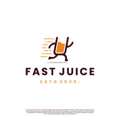 Running Juice Glass Logo Modern style. Juice to Go Concept. for your cafe, restaurant, logo, badge