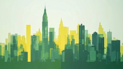 Obraz premium Abstract city skyline, vibrant colors, urban landscape, use for background image