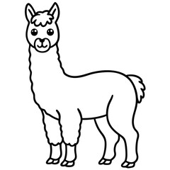 Fototapeta premium Llama illustration : A charming, minimalist black and white illustration captures the endearing features of a llama, evoking a sense of simplicity and elegance.