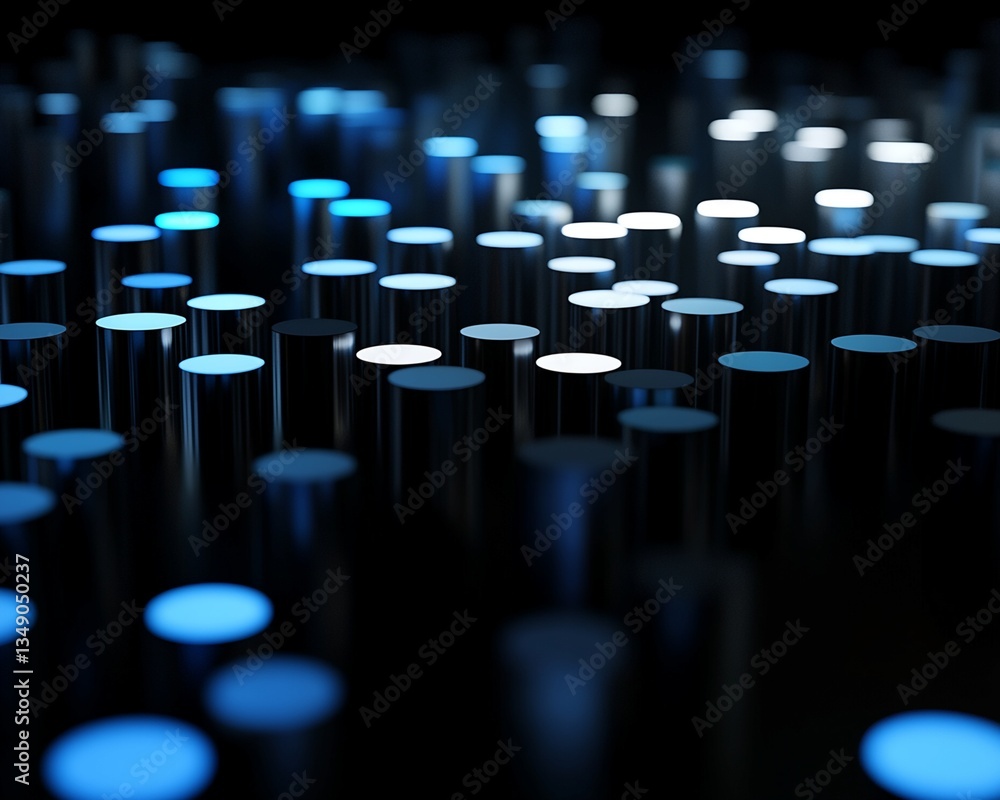 Poster array of illuminated metallic cylinders