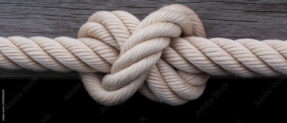 Poster close-up of a knot made of rope. the knot is in the shape of a heart and is made up of multiple loop