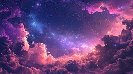 Fototapeta premium Colorful Nebula with Stars in a Cosmic Night Sky Scene