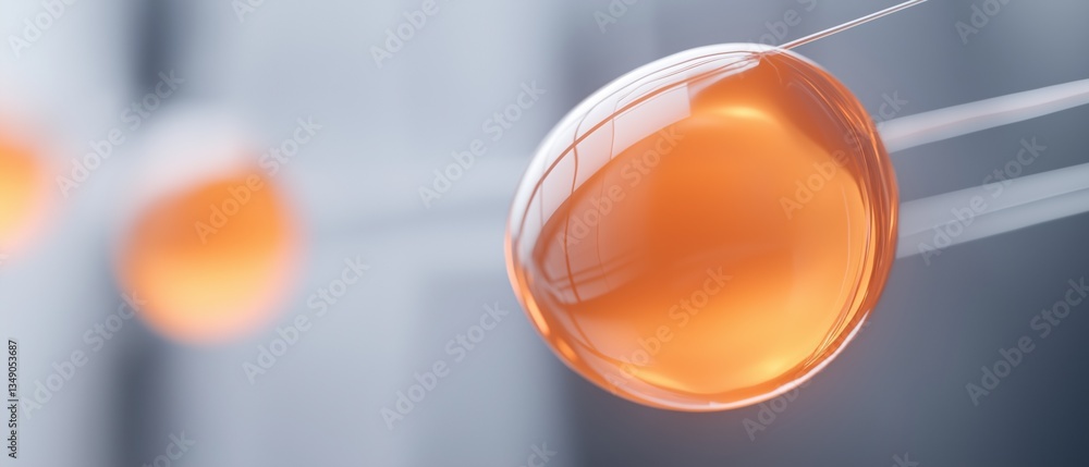 Aufkleber close-up of a round, orange-colored object with a thin wire attached to it. the object appears to be