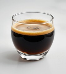 Strong Espresso Coffee in Glass Cup with Rich Dark Foam
