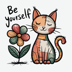 Be Yourself T-Shirt Design Funny Cat Lover  Design