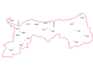 鳥取県　地図　白　斑点　イラスト