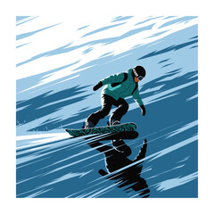 Obraz premium Snowboarding vector art. Enjoying winter adventure illustration