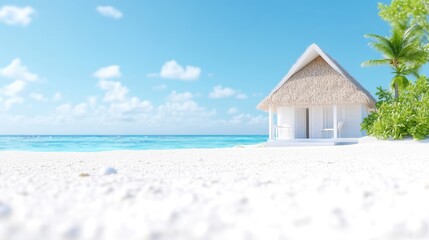Tropical beach hut on pristine shore
