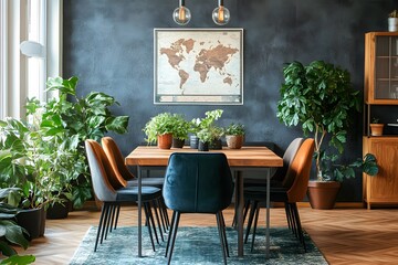 cozy interior of dining room, Generative AI	