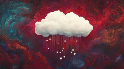 Heart rain cloud, cosmic backdrop, love concept, Valentine's Day