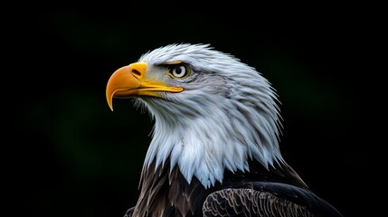 Obraz premium Majestic Bald Eagle on Black Background, Isolated Bird Portrait, Wildlife Photography