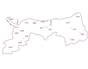 鳥取県　地図　白　斑点　イラスト