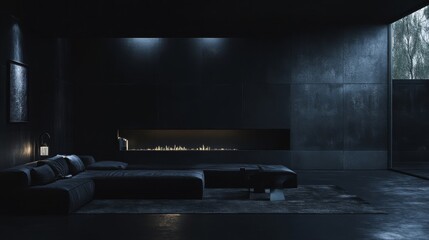 Dark Modern Living Room Interior Design