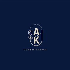 Letter AK KA Creative Logo design with unique and simple design