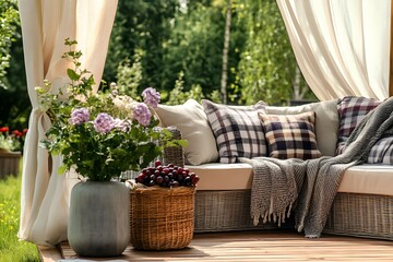 Obraz premium a cozy terrace interior, Generative AI 