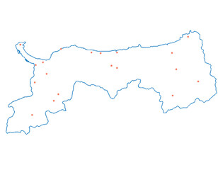 鳥取県　地図　白　斑点　イラスト
