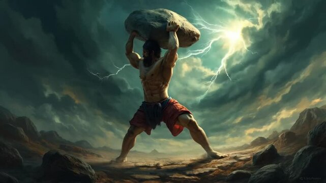 The giant lifted the massive stone effortlessly, showcasing an incredible strength that left everyone in awe.