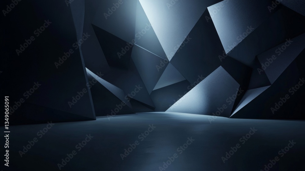 Poster dark blue geometric abstract background with triangular shapes
