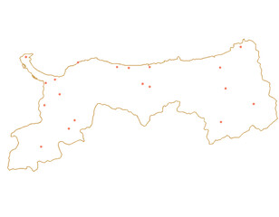 鳥取県　地図　白　斑点　イラスト