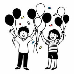 boy and girl with balloons