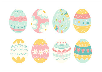 Set of Decorative Easter Eggs  Pastel Spring Clipart