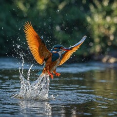 Obraz premium Bengal Tiger Wading Through a Shallow