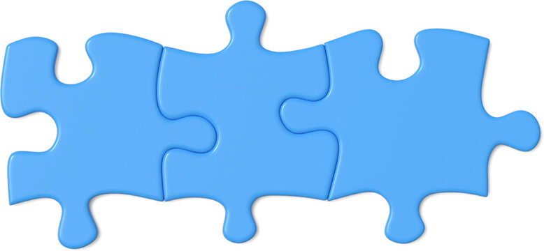 3D three blue puzzles