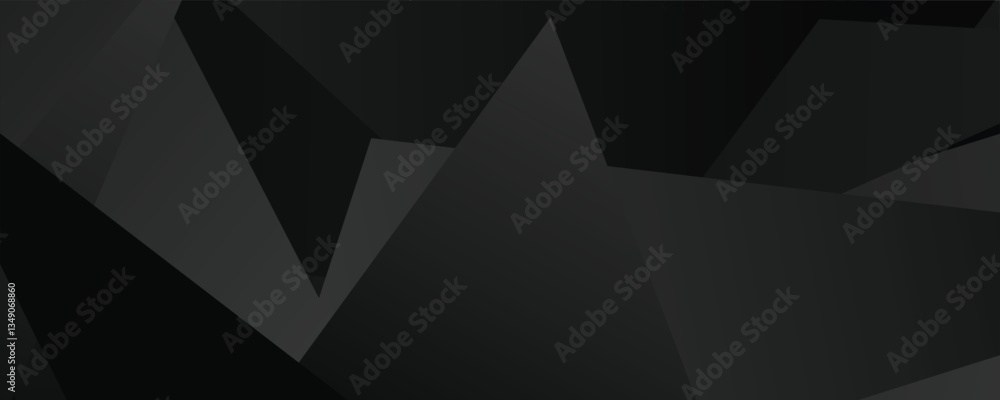 Poster abstract geometric art featuring angular black and gray shapes.