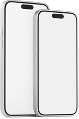 Two phones with white screens