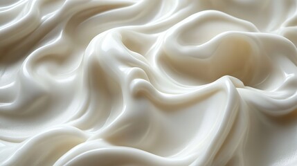 Obraz premium Creamy white cosmetic product forms gentle waves, ideal for beauty, skincare, and wellness, offering a clean, luxurious backdrop.