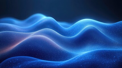 Obraz premium Blue digital waves flow, abstract background, tech design