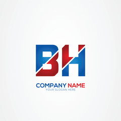 BH or HB Creative Modern Letters Logo Design Element red and blue