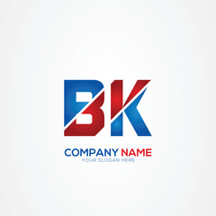 BK or KB Creative Modern Letters Logo Design Element red and blue