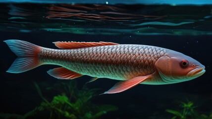 Submerged fish in aquarium