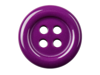 Purple button with four holes on a clean background