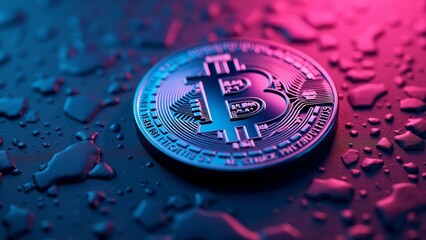 Bitcoin Coin With Drops Of Water