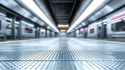 Obraz premium Subway Station Platform Perspective: Modern Urban Transportation