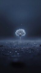 Single dandelion seed atmosphere delicate flower.
