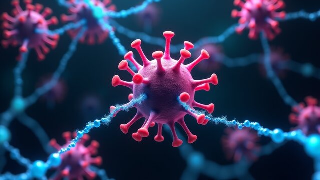 Coronavirus Structure With Neural Network Connections
