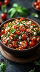 Delicious Quinoa Salad with Cherry Tomatoes Feta Cheese and Basil