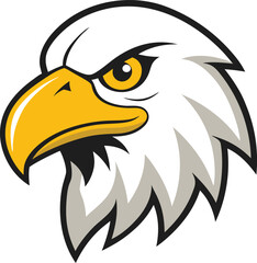 A bold, detailed bald eagle head logo with sharp eyes, powerful beak, and striking feathers, exuding strength, freedom, and patriotism in a dynamic, eye-catching design.