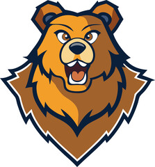 A fierce bear mascot logo with sharp claws ripping through the design, showcasing strength and power in a bold, dynamic style, perfect for a rugged brand identity.