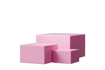 Obraz premium Abstract background with pink podium theme with tree leaves shadow. Podium and sun shadow backdrop scene. Pink podium for product display mockup minimal style. Rectangle shape podium. 3d render.