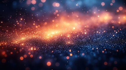 Fototapeta premium Abstract Digital Universe With Orange and Blue Particles in Dark Background