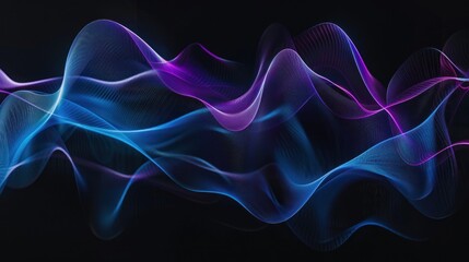 Obraz premium Abstract Flowing Neon Waves on Black Background