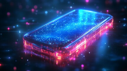 Vibrant Smartphone Design with Glowing Blue and Pink Colors Creating a Futuristic and Stylish Look