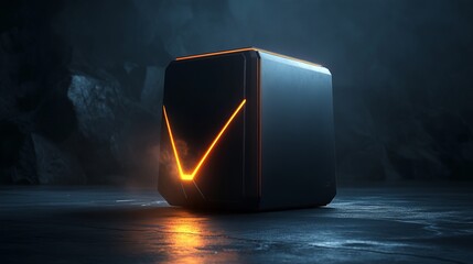 Mysterious Computer Case Resting on Floor in Dimly Lit Room Surrounded by Shadows and Darkness