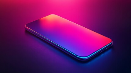 Vibrant Neon Smartphone Showcasing Bright Colorful Design in a Modern Minimalist Setting with Lights