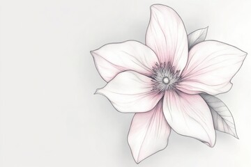 Fototapeta premium Elegant Flower Sketch with Soft Pink Tones on Clean White Background
