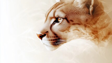 Intense Close Up of a Mountain Lion's Face Capturing Its Majestic Gaze and Powerful Nature in Detail